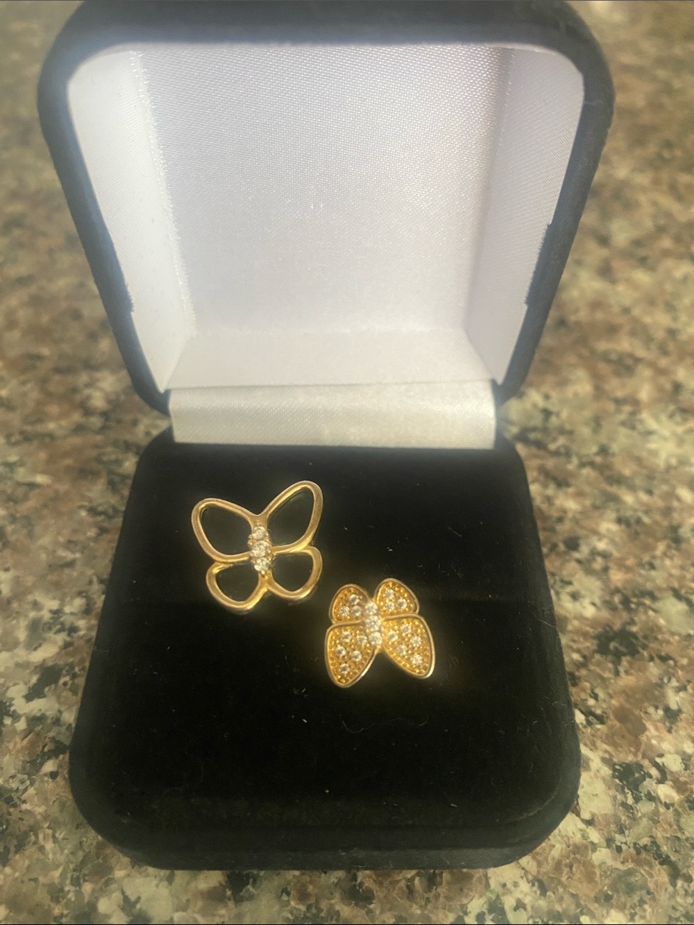 Vintage 925 black onyx Butterfly adjustable bypass ring one size